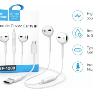 Fone de Ouvido Tipo C LEHMOX LEF-1208 com Microfone