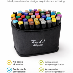 Kit Canetas Touch 48 Cores – Ponta Dupla