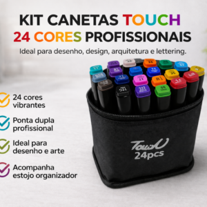 Kit Canetas Touch 24 Cores – Ponta Dupla