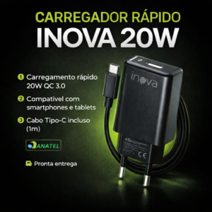 Carregador Celular Ultra Rápido Inova 20W